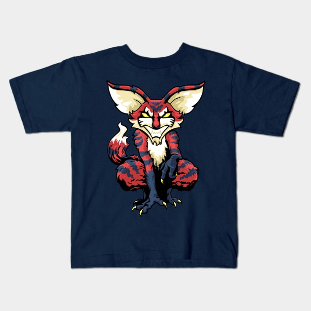Red Tiger Gremlin Fox Kids T-Shirt by djkopet
